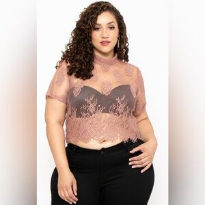 Chic Lace Blouse in Warm Brown